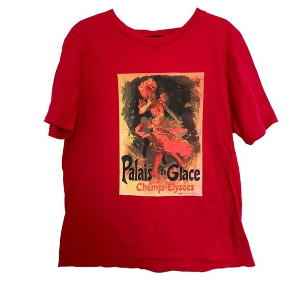 Forever 21 Red Vintage Palais Glace Graphic Print Short Sleeve Shirt Sz Medium - Picture 1 of 4
